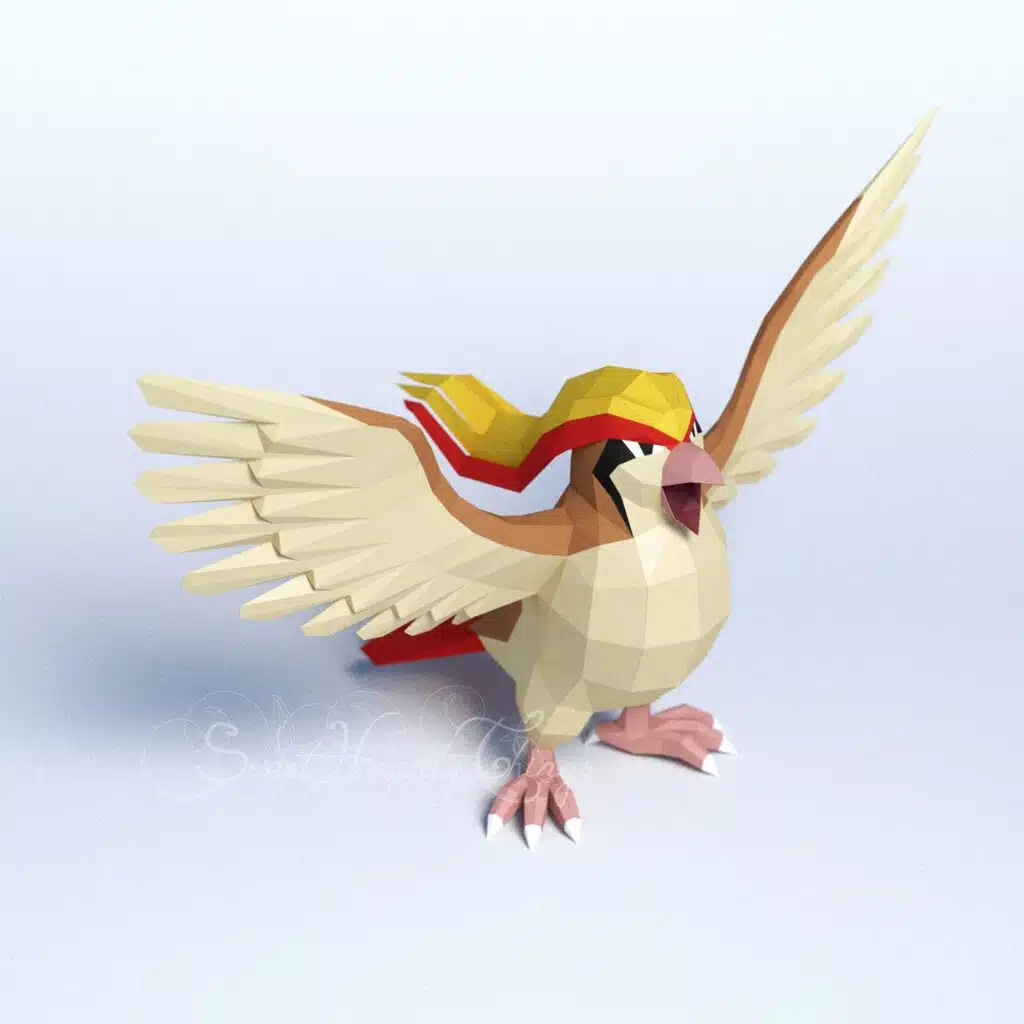 Pidgey Pokémon 3D Origami Papercraft, detail