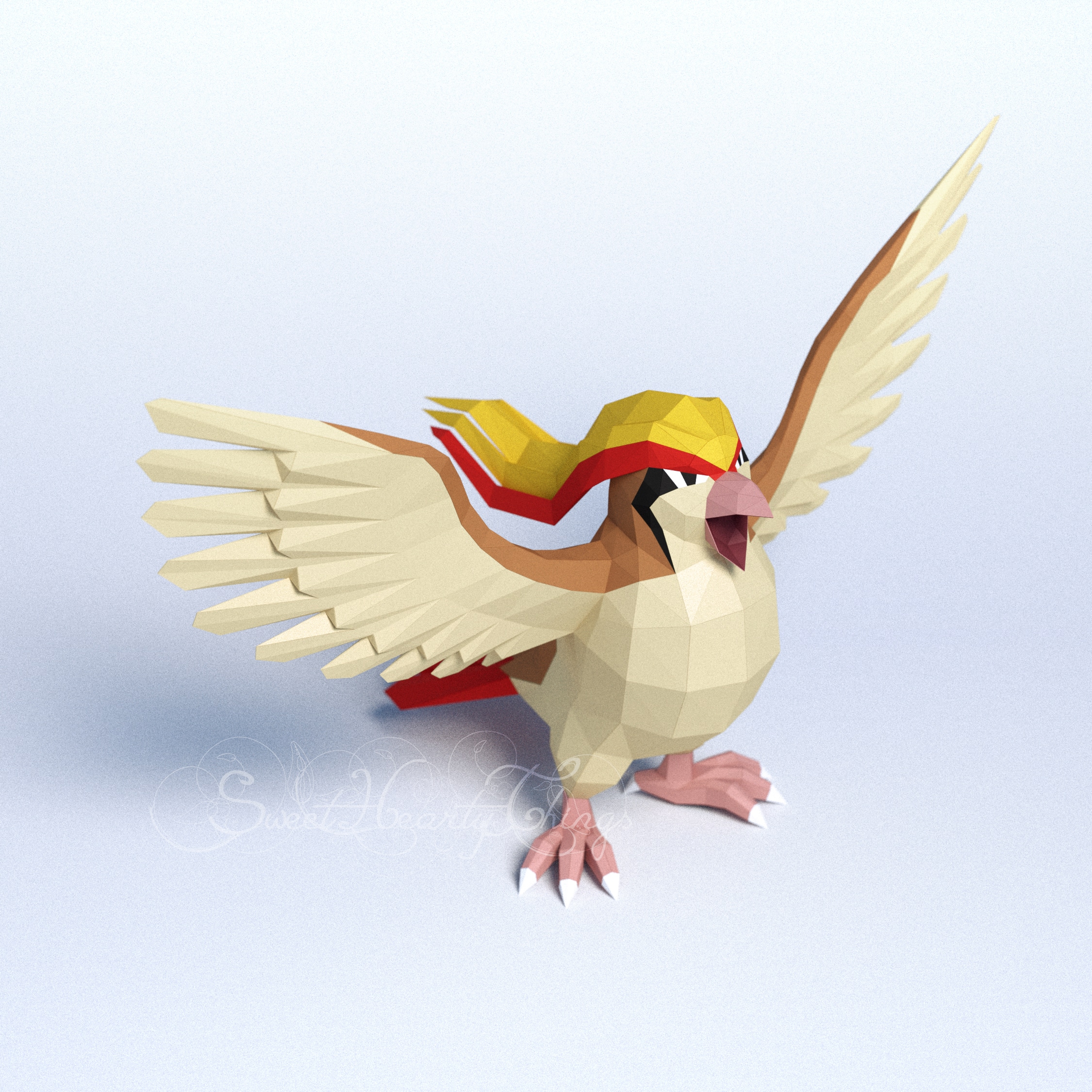 Papercraft of Pidgey Pokémon in 3D origami