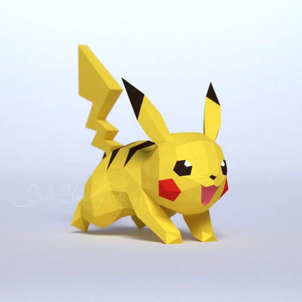 Papercraft running Pikachu in 3D origami