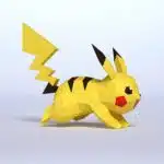 Papercraft running Pikachu in 3D origami