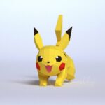 Papercraft running Pikachu in 3D origami
