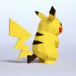 Pikachu origami papercraft, side view