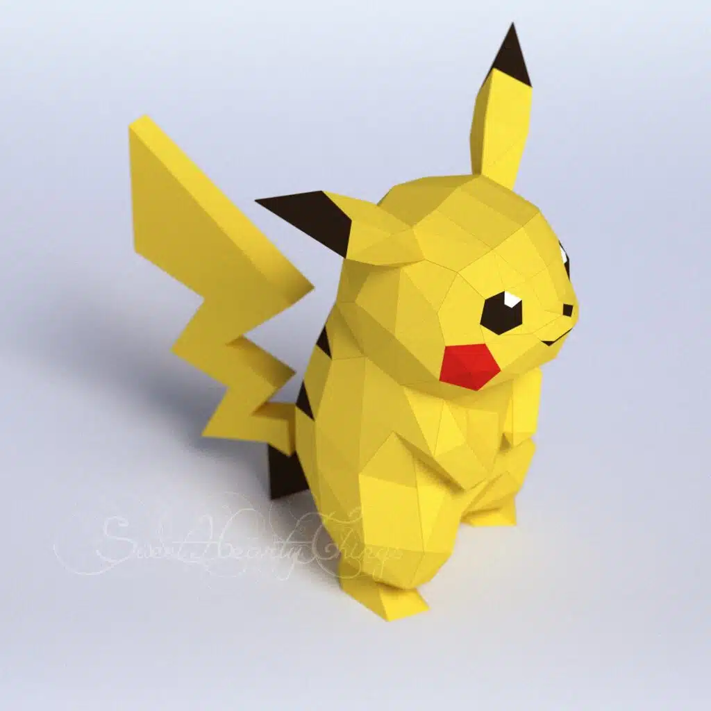 Pikachu origami papercraft, detail