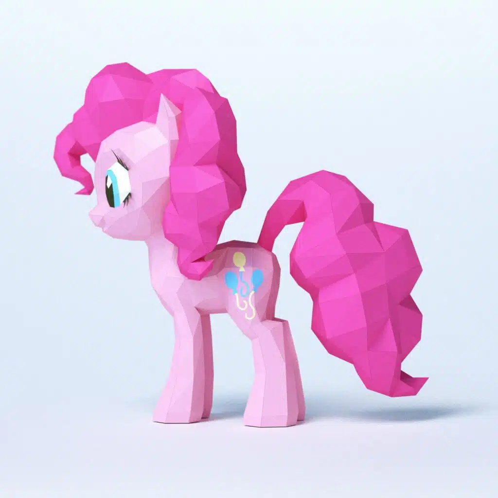 3D origami papercraft little pony, detail
