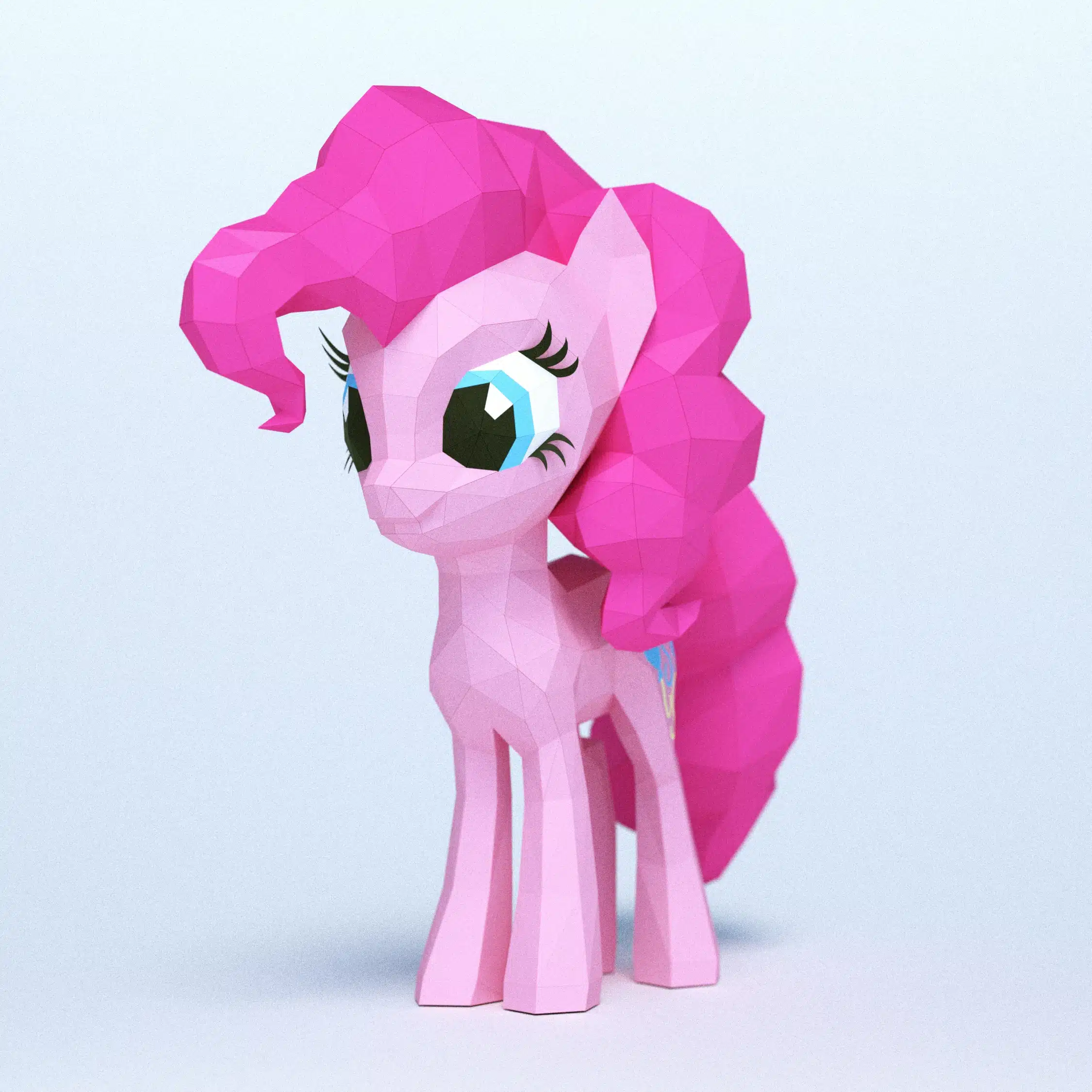 3D origami papercraft little pony, back view