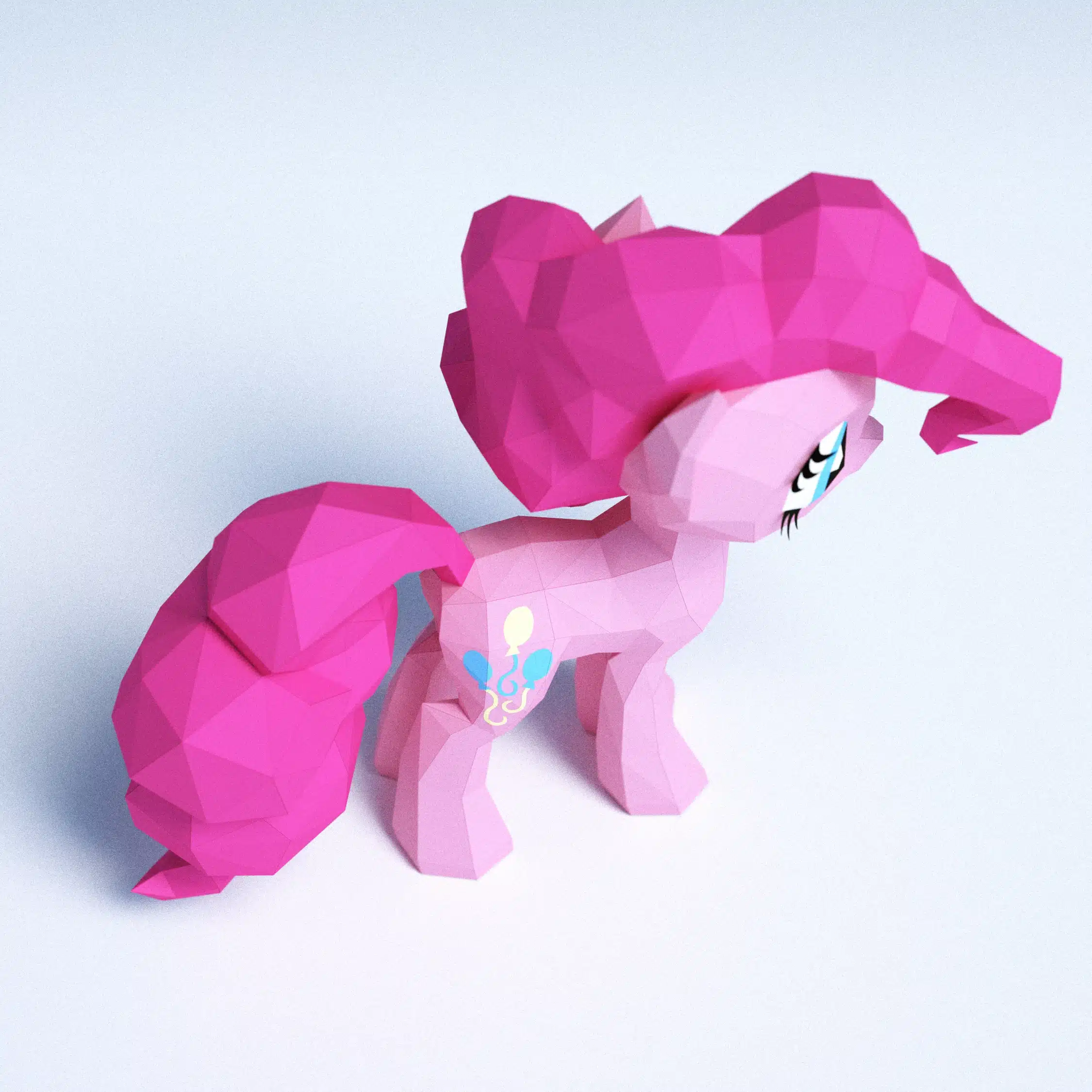 3D origami papercraft little pony, side view