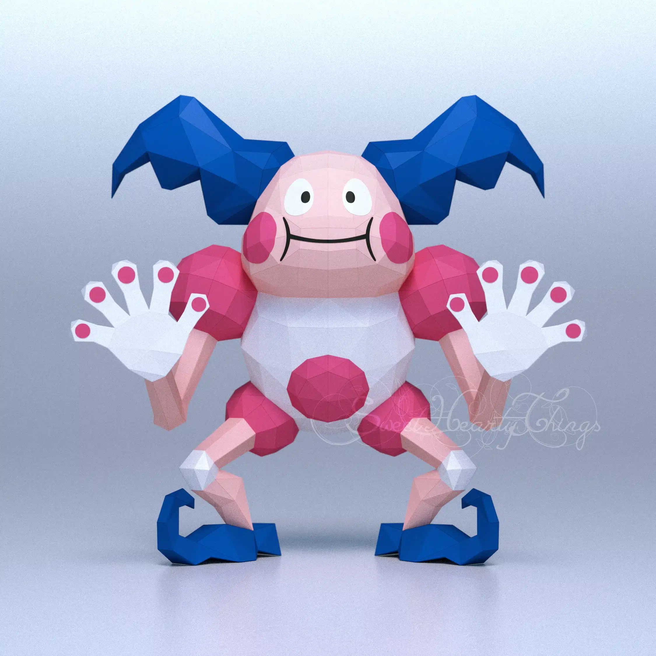 Mr Mime 3D Origami Papercraft, back view