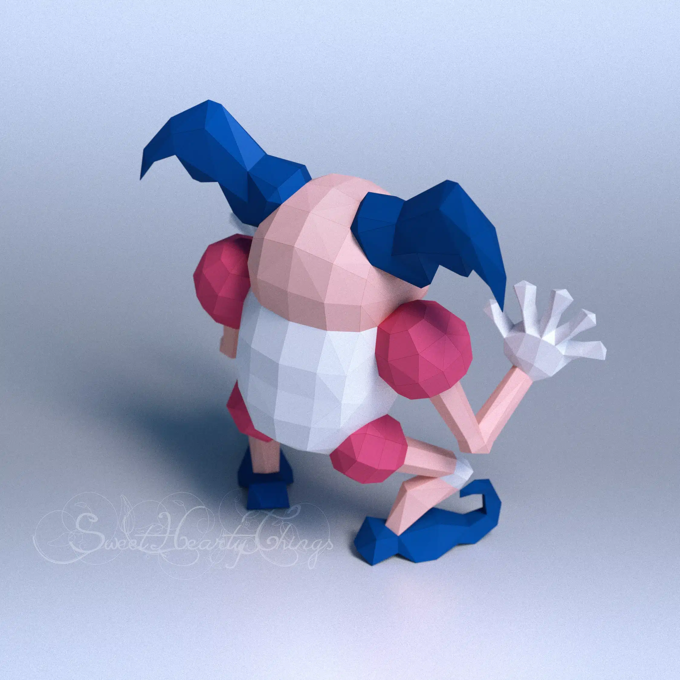 Mr Mime 3D Origami Papercraft, assembled