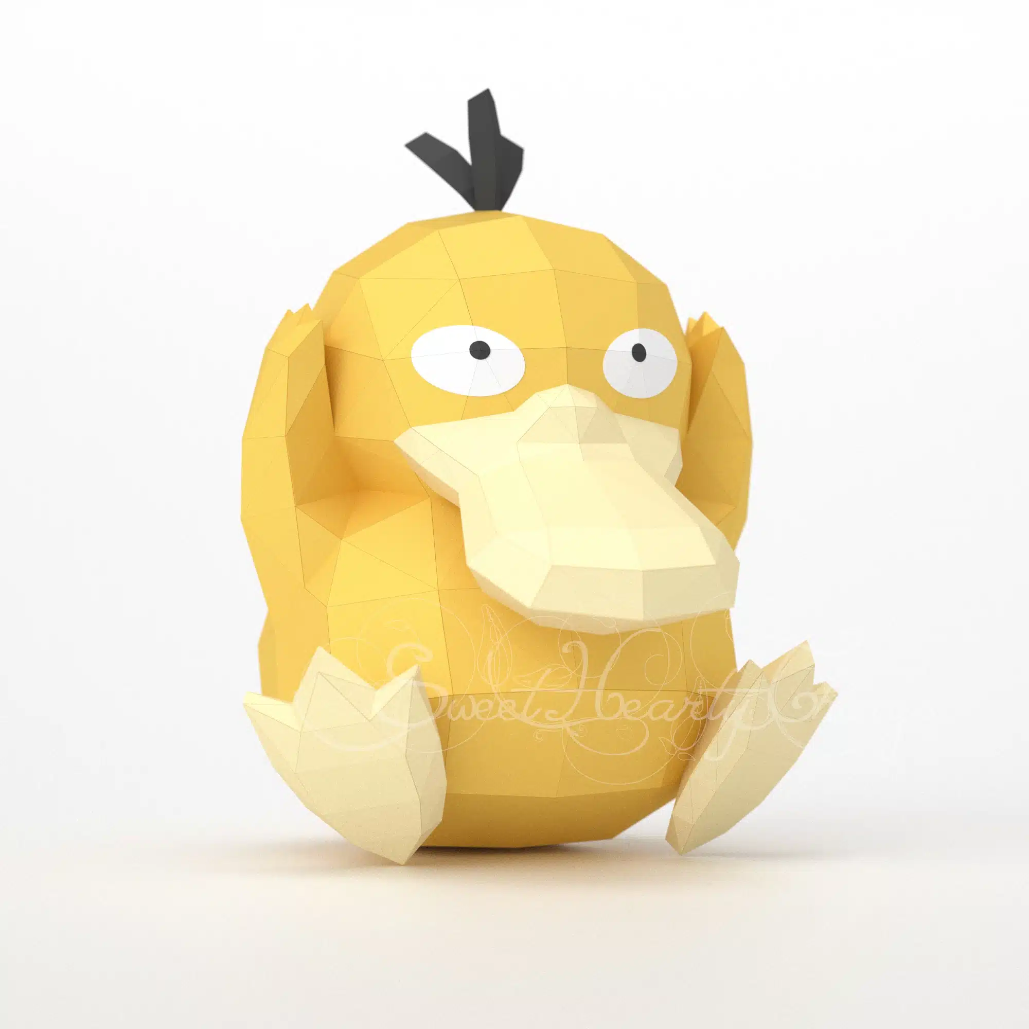 Psyduck Pokémon 3D Origami Papercraft, side view