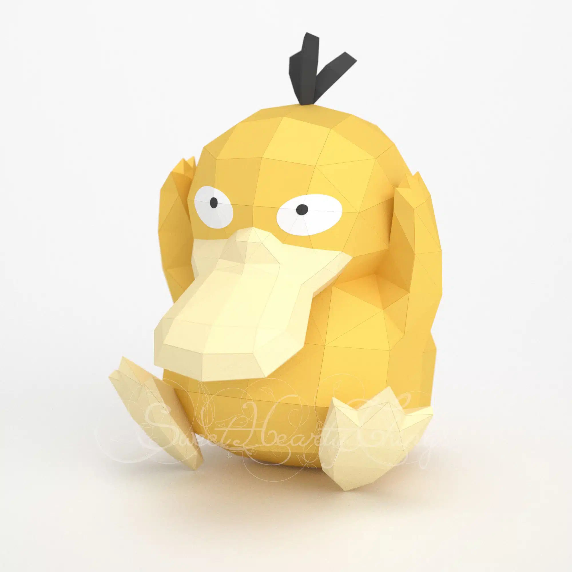 Psyduck Pokémon 3D Origami Papercraft, back view