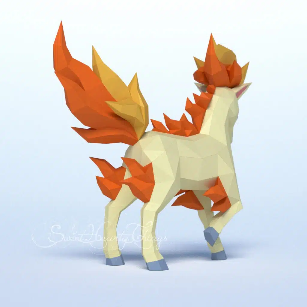 Papercraft de Ponyta Pokémon en origami 3D