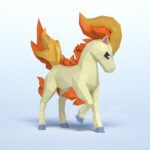 Papercraft of Ponyta Pokémon in 3D origami