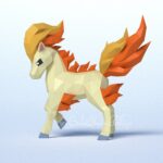 Papercraft of Ponyta Pokémon in 3D origami