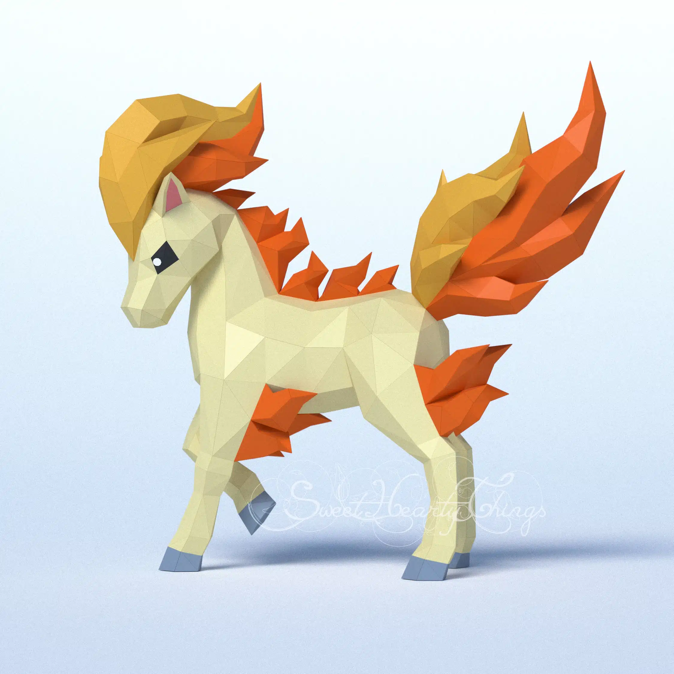 Ponyta Pokémon 3D Origami Papercraft, assembled
