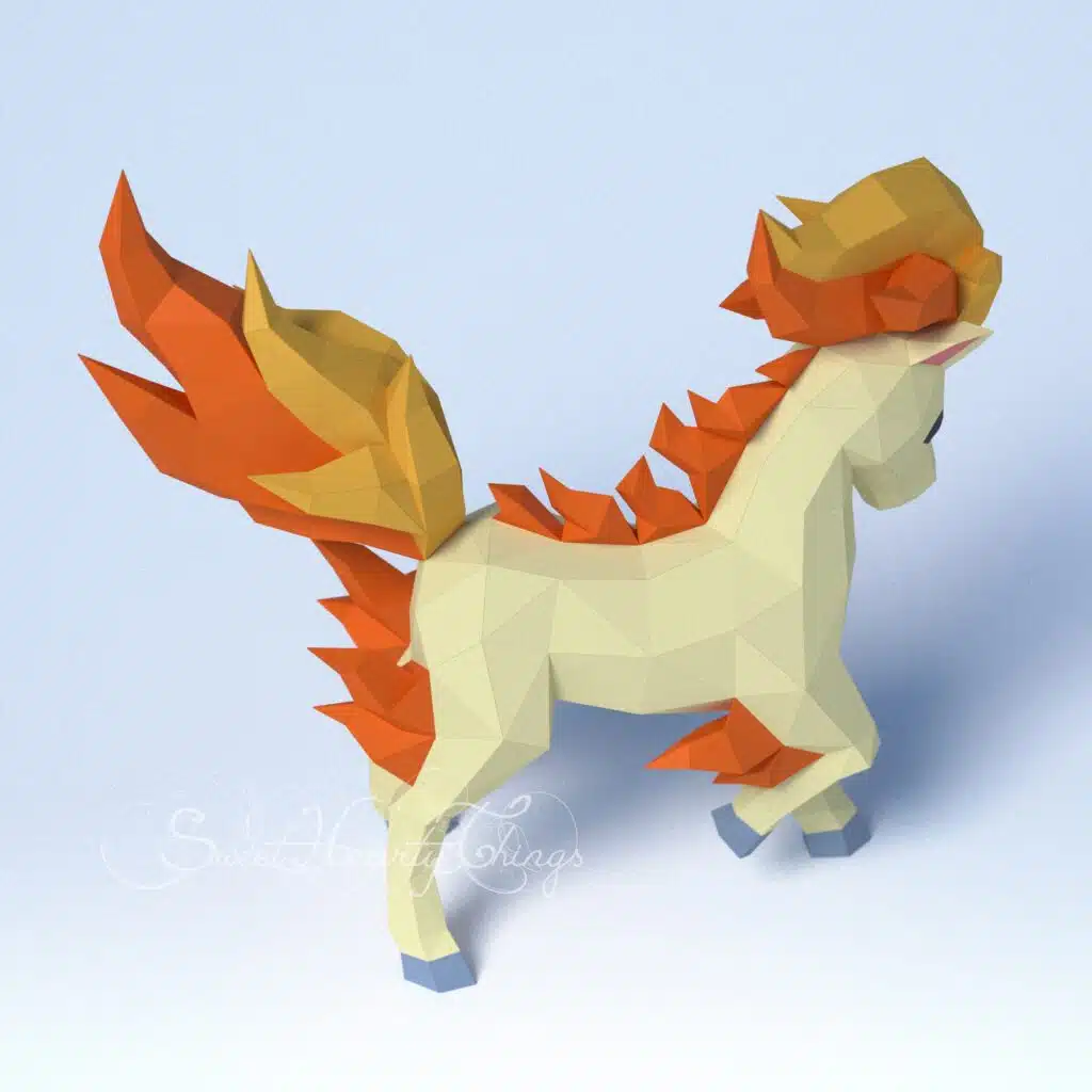 Papercraft de Ponyta Pokémon en origami 3D