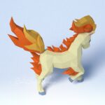 Papercraft of Ponyta Pokémon in 3D origami