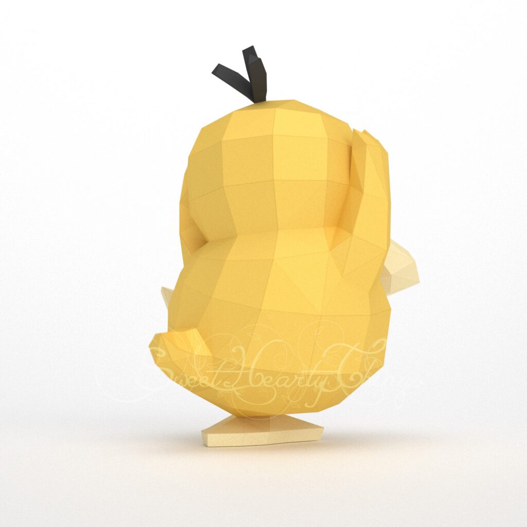 Papercraft de Psyduck Pokémon em origami 3D