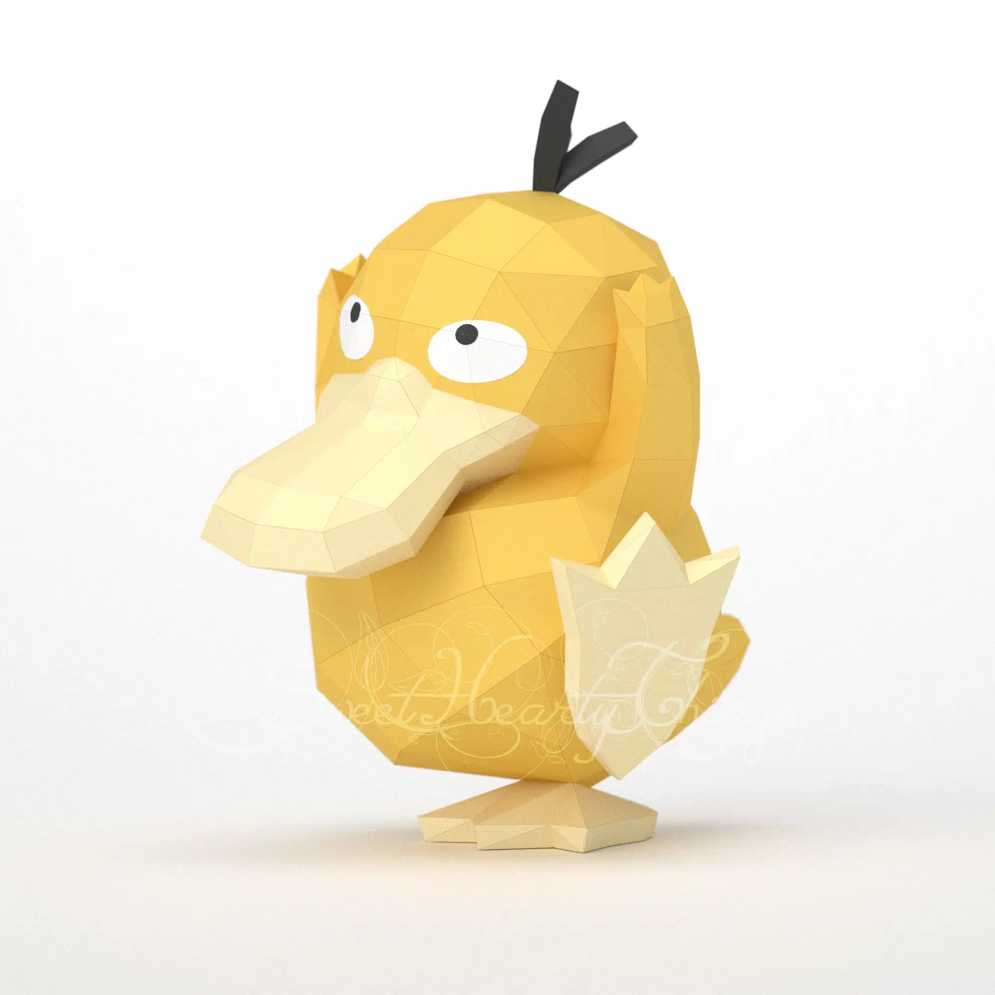 Psyduck Pokémon 3D origami papercraft, side view