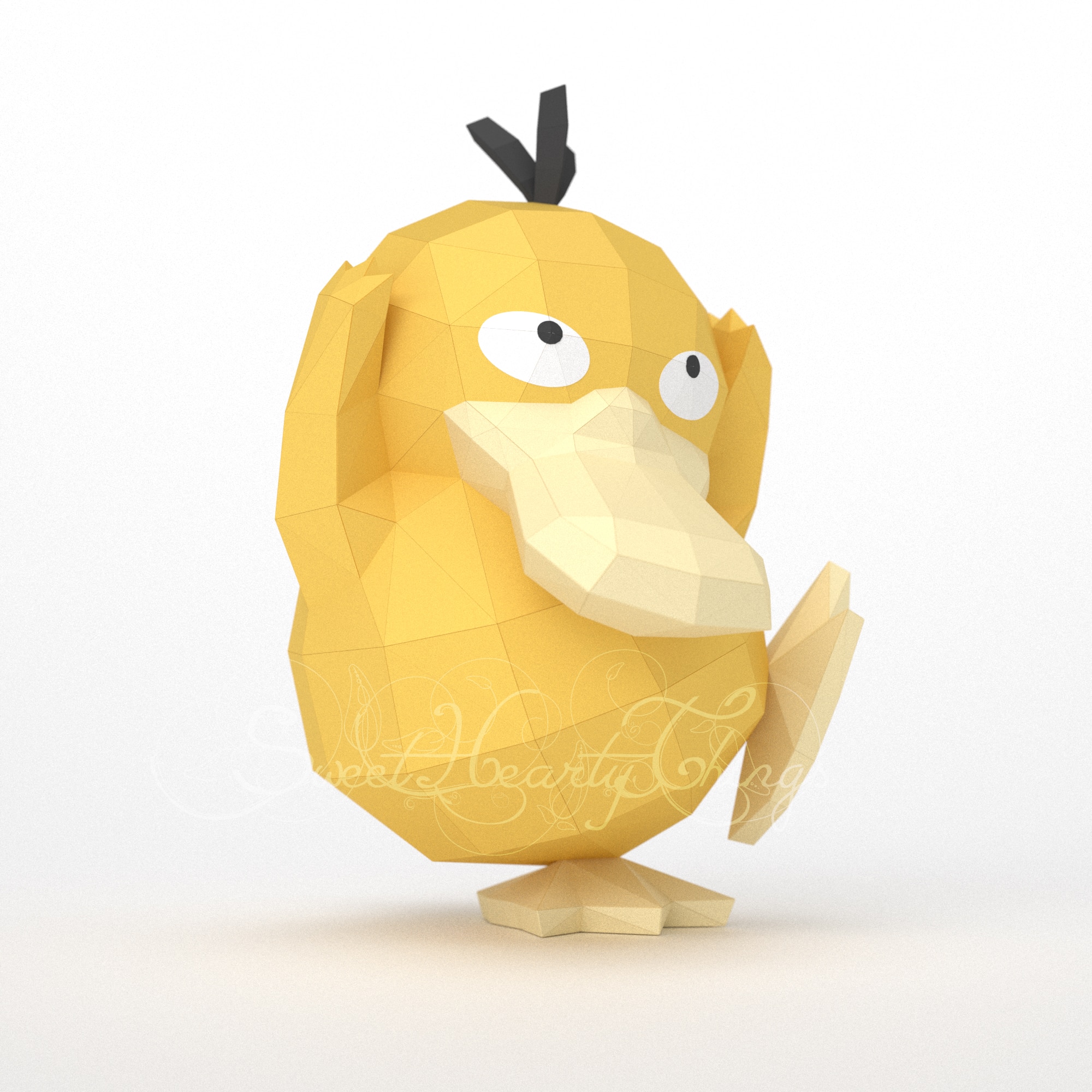 Papercraft of Psyduck Pokémon in 3D origami