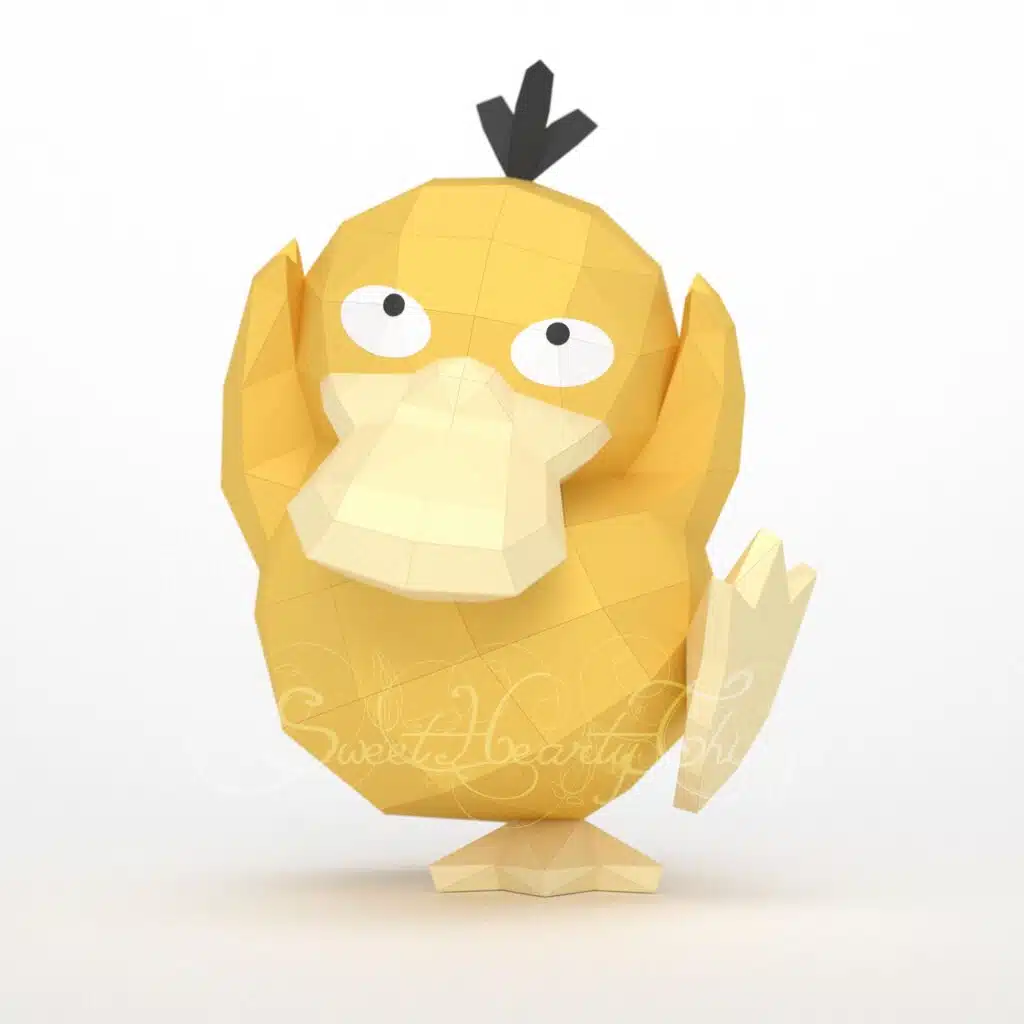 Papercraft von stehendem Enton (Pokémon) als 3D-Origami