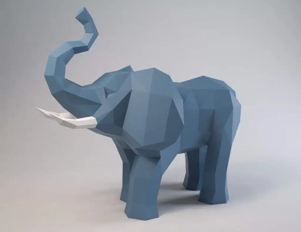 3D Origami Papercraft Trumpeting Elephant, detail