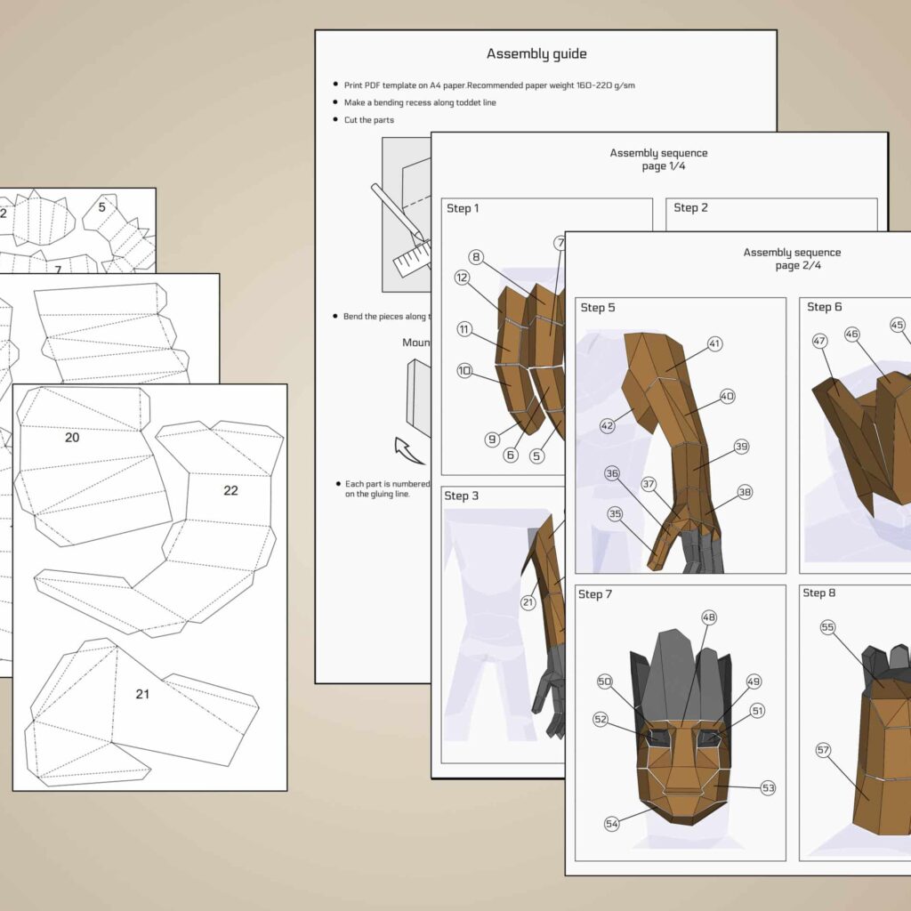 Papercraft of adult Groot in 3D origami