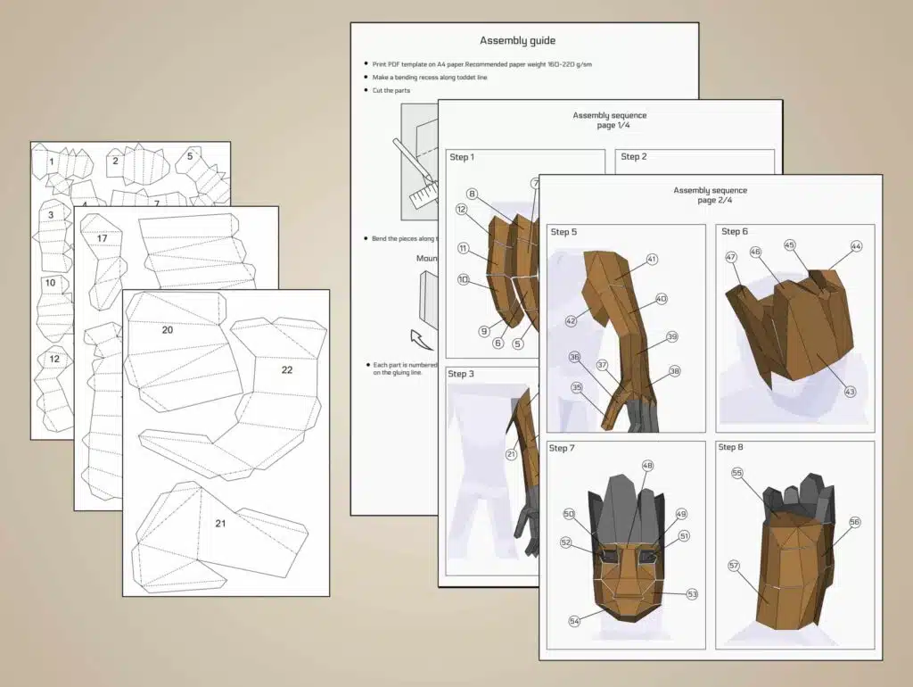 Papercraft de Groot adulte en origami 3D