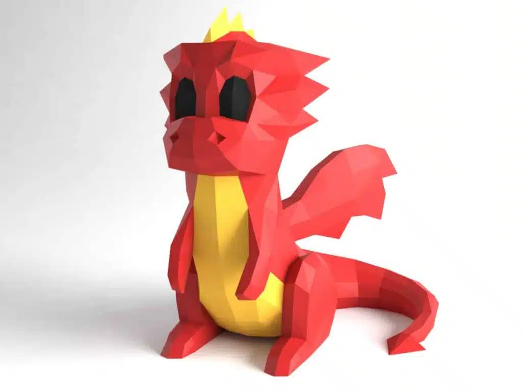 Cute Little Dragon 3D Origami Papercraft, view 2
