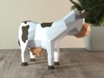 Papercraft vaca cartoon em origami 3D