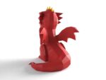 Papercraft de pequeño dragón lindo en origami 3D