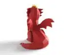 Cute Little Dragon 3D Origami Papercraft, back view