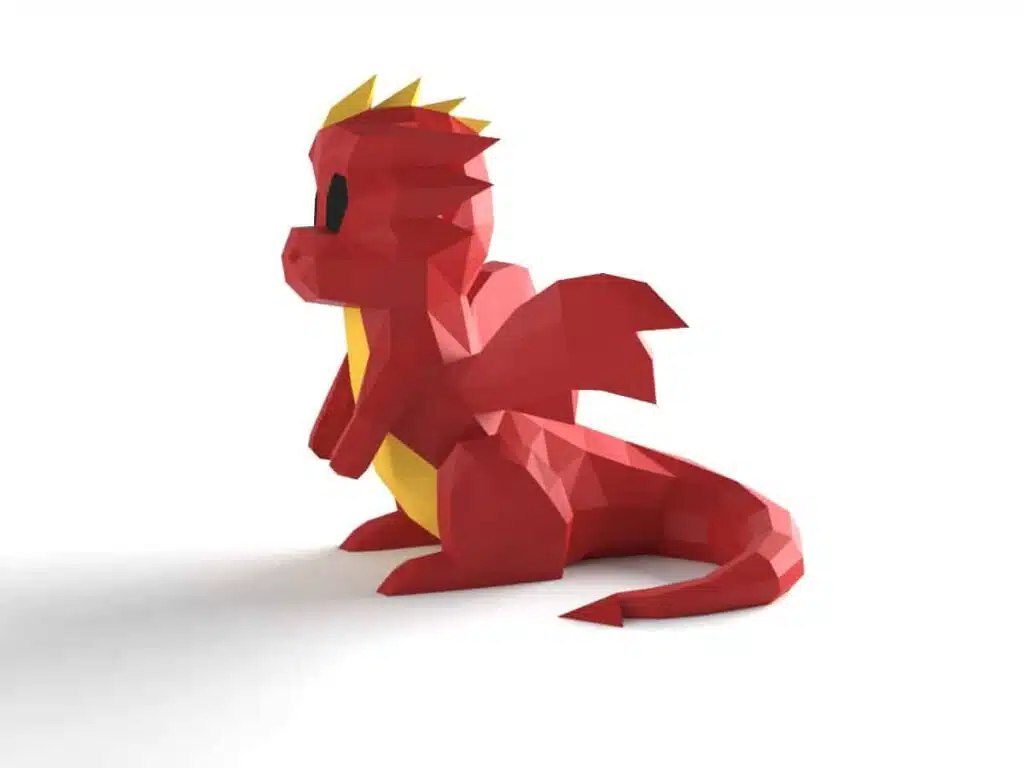 Cute Little Dragon 3D Origami Papercraft, 3D model