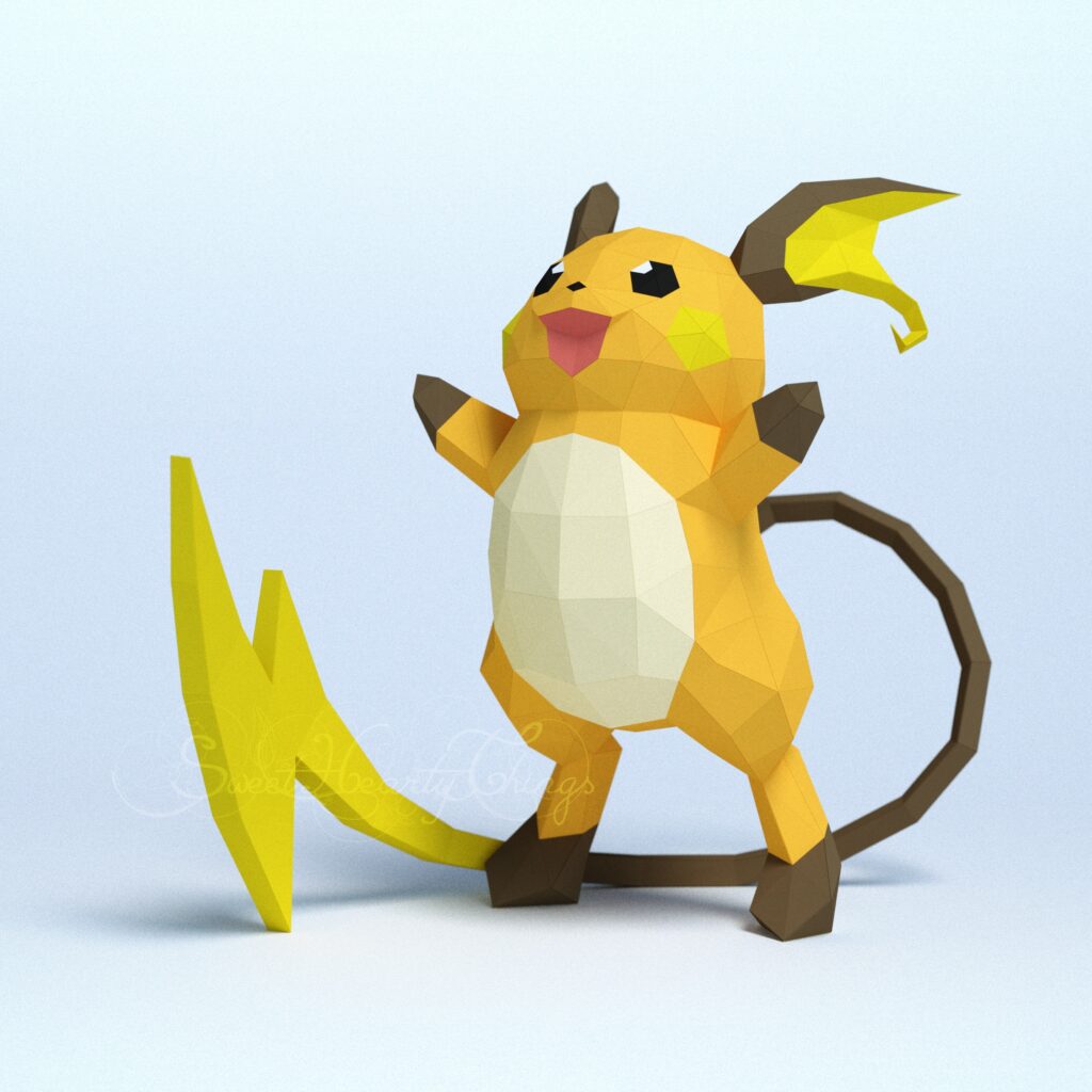 Papercraft de Raichu Pokémon em origami