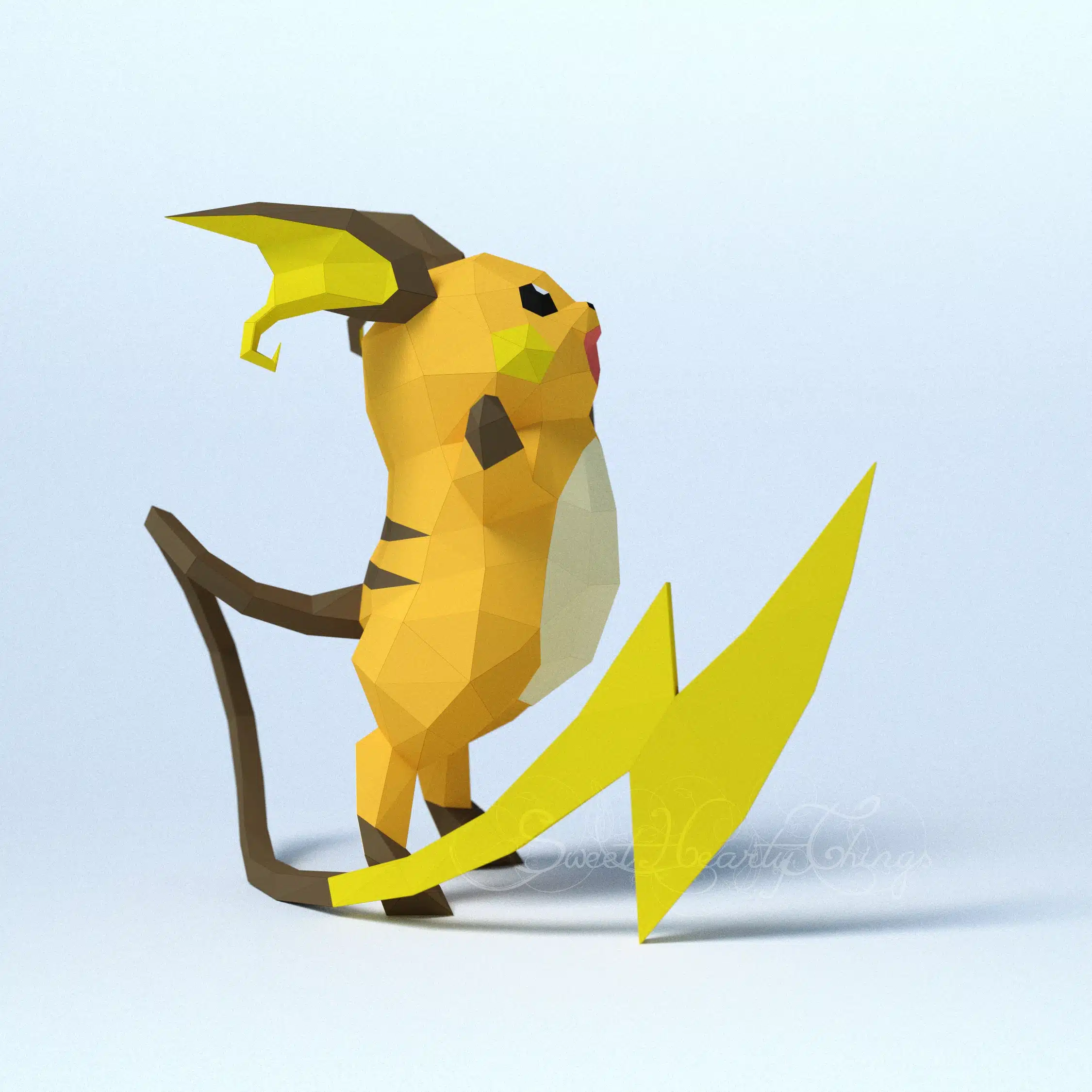 Raichu Pokémon Origami Papercraft, side view