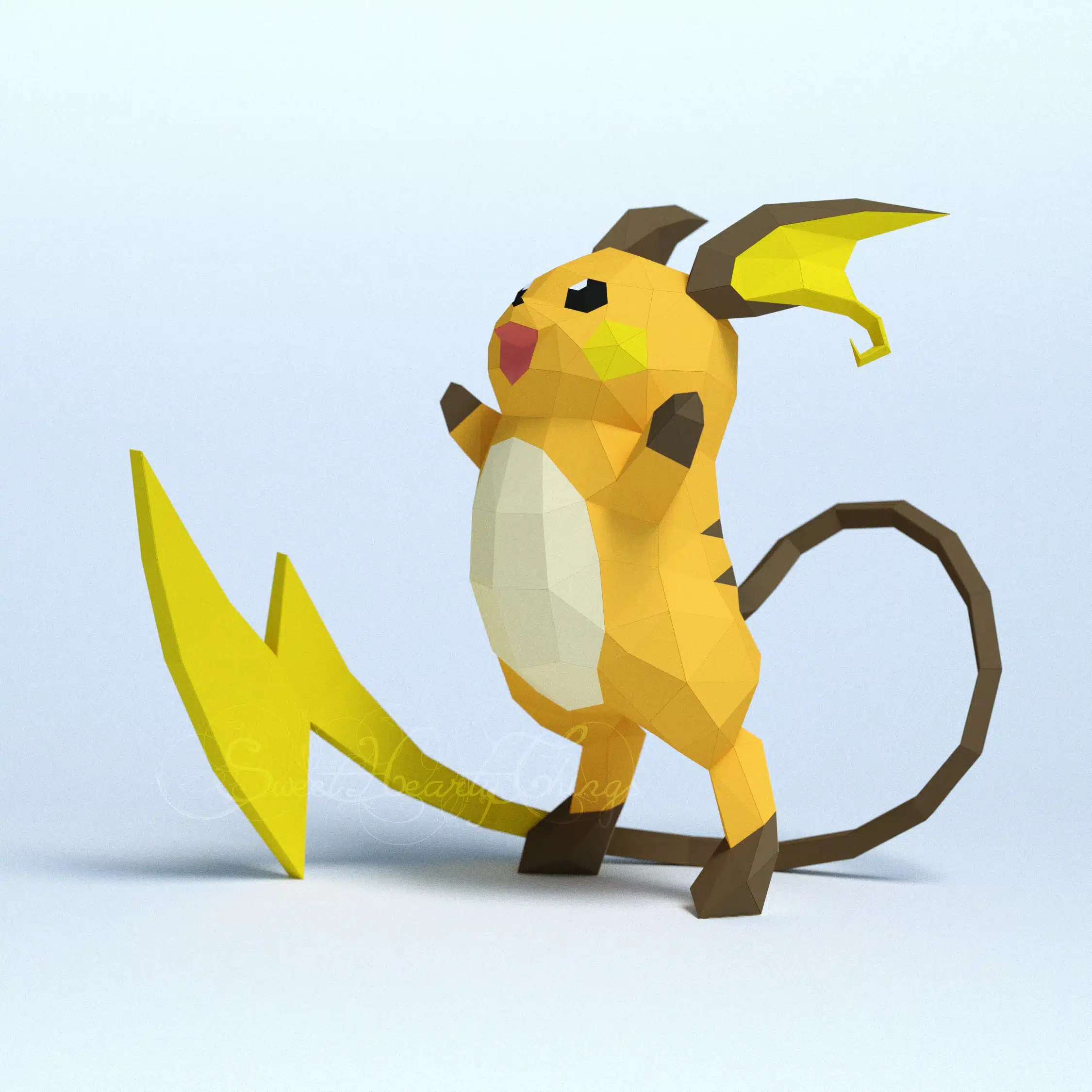 Raichu Pokémon Origami Papercraft, assembled