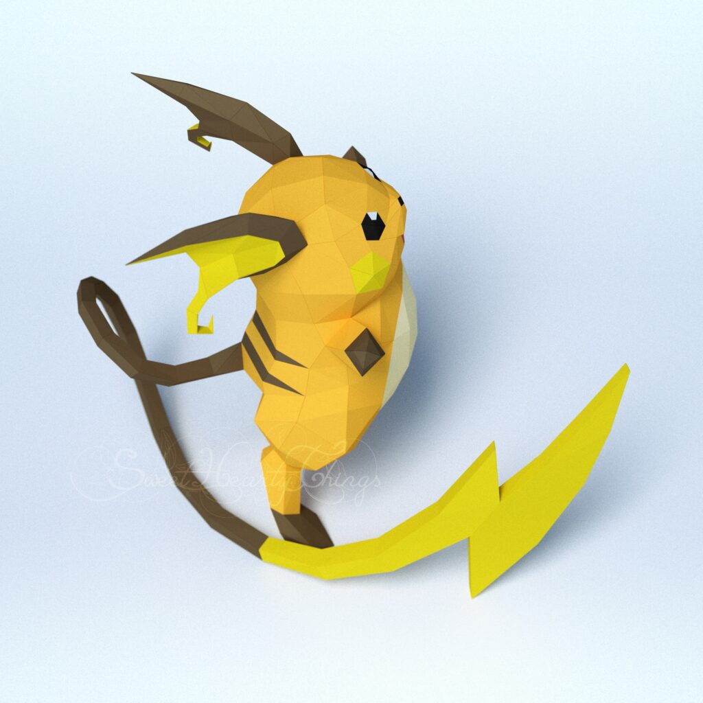 Papercraft di Raichu Pokémon in origami