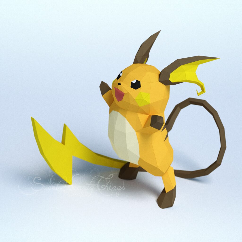 Papercraft di Raichu Pokémon in origami
