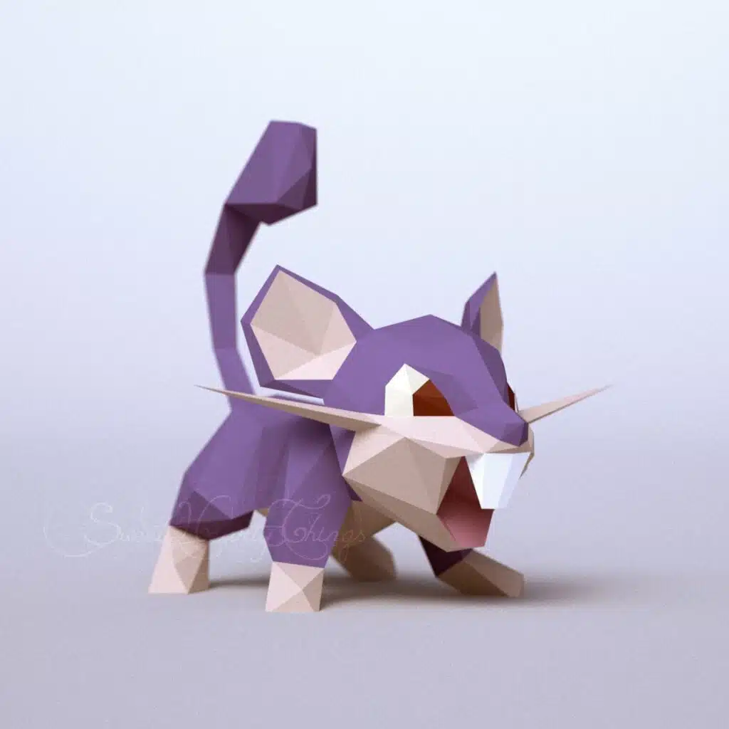 Papercraft de Raticate Pokémon en origami 3D