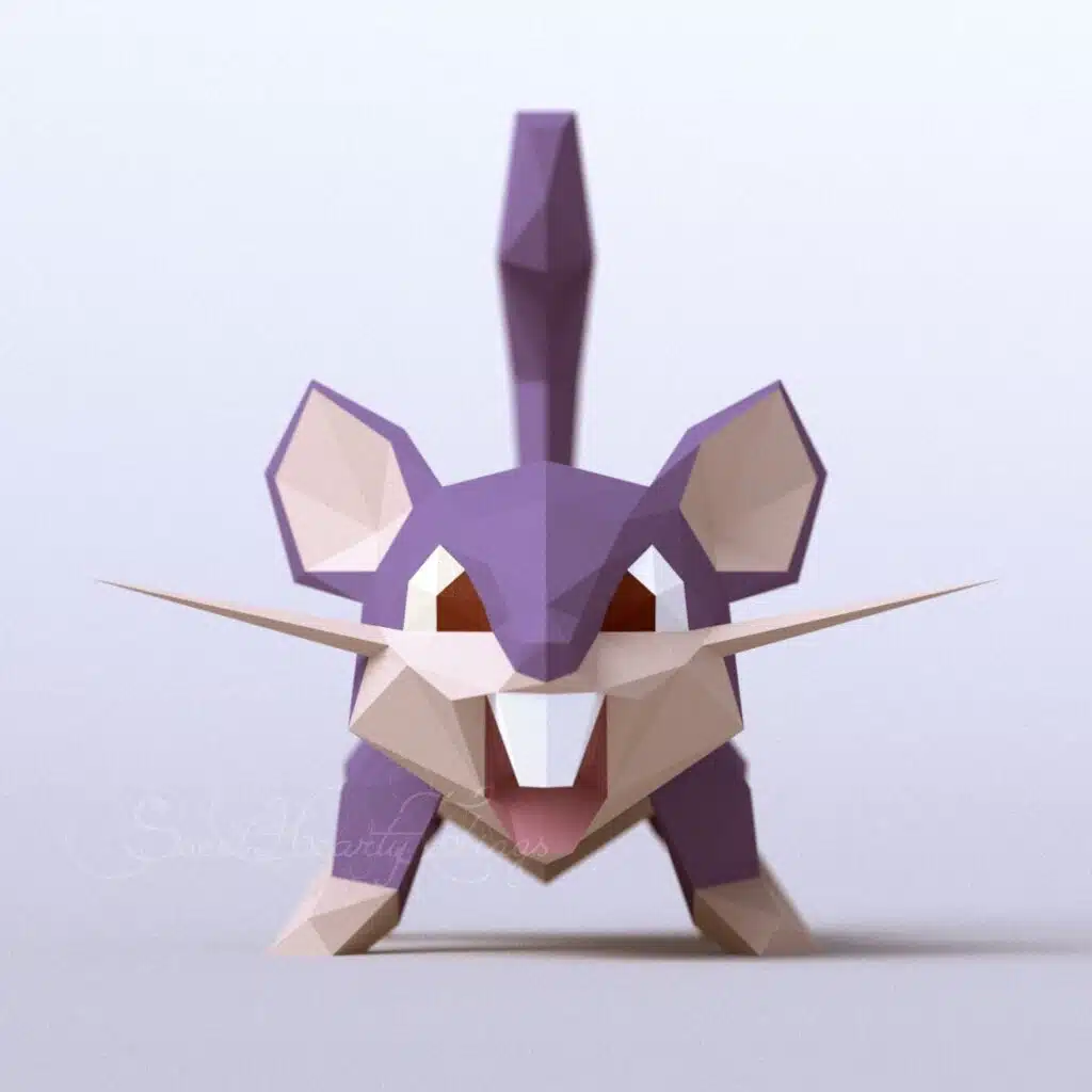 Papercraft Pokémon Raticate in origami 3D