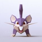 Papercraft de Raticate Pokémon em origami 3D
