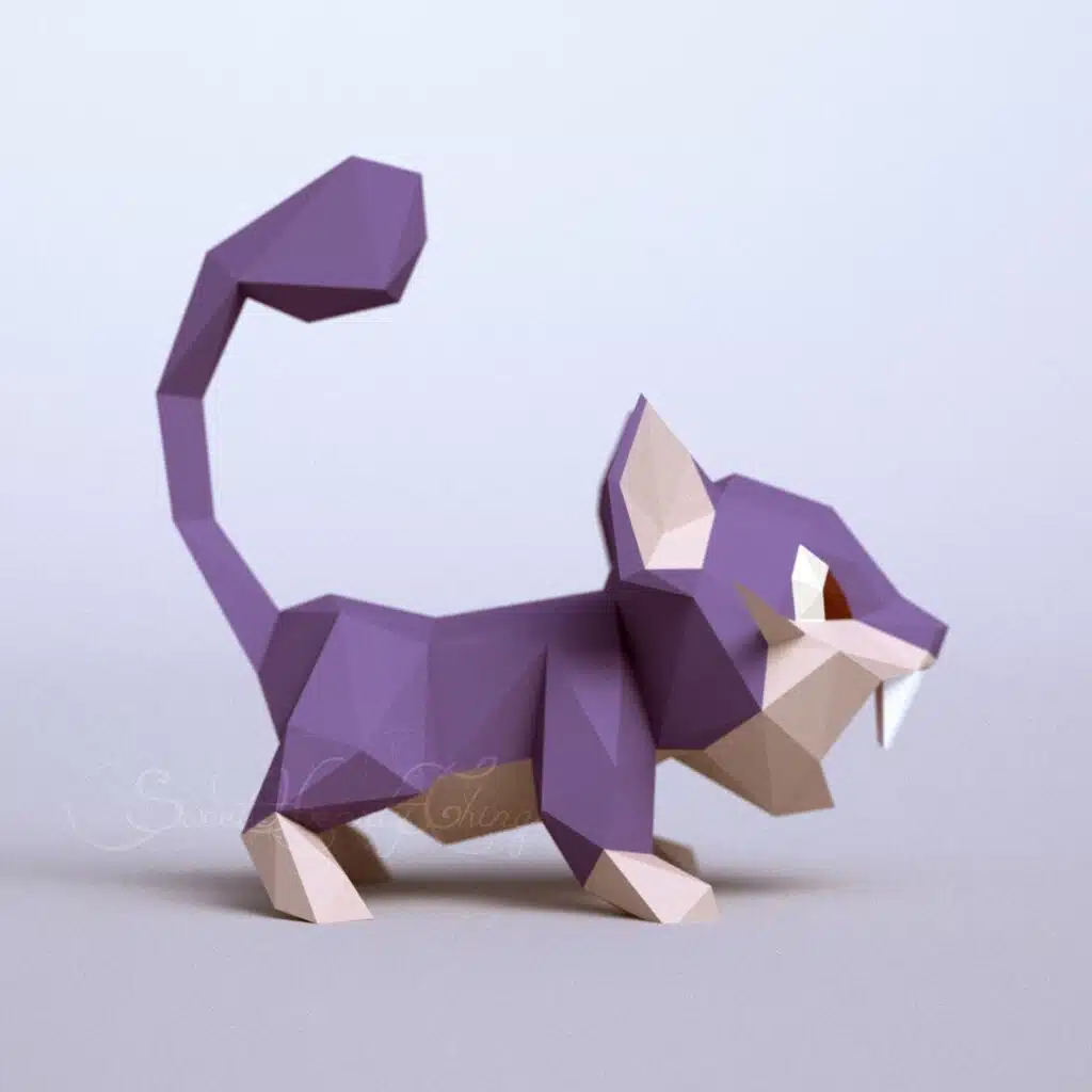 Papercraft Pokémon Raticate in origami 3D