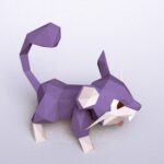 Papercraft de Raticate Pokémon em origami 3D