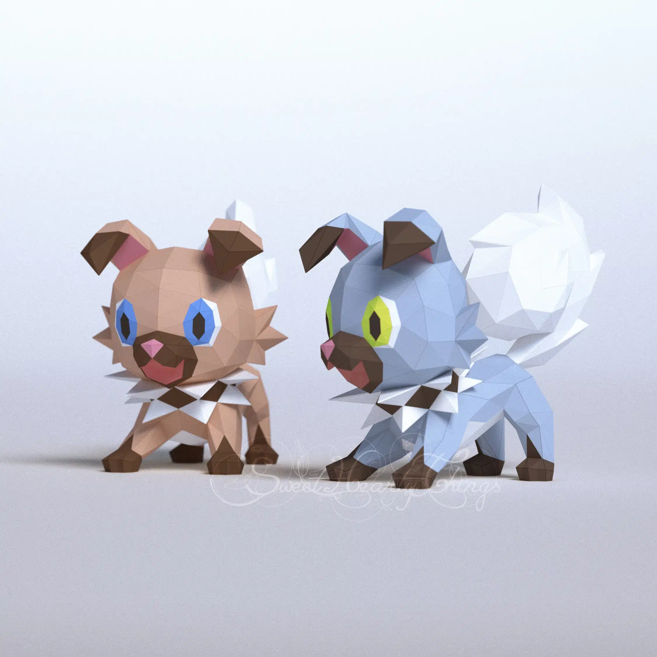 Papercraft of puppies in 3D origami