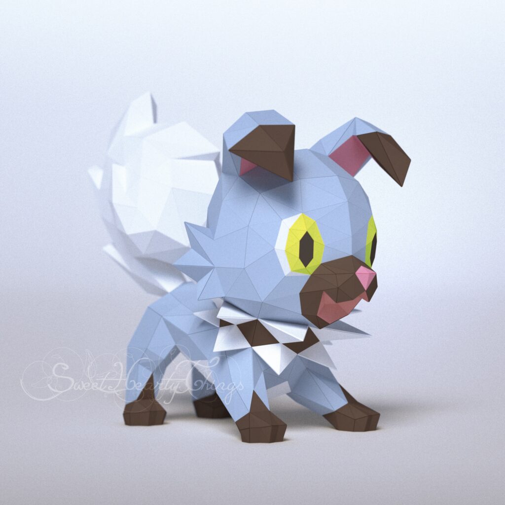 Papercraft von süßen Welpen im 3D-Origami