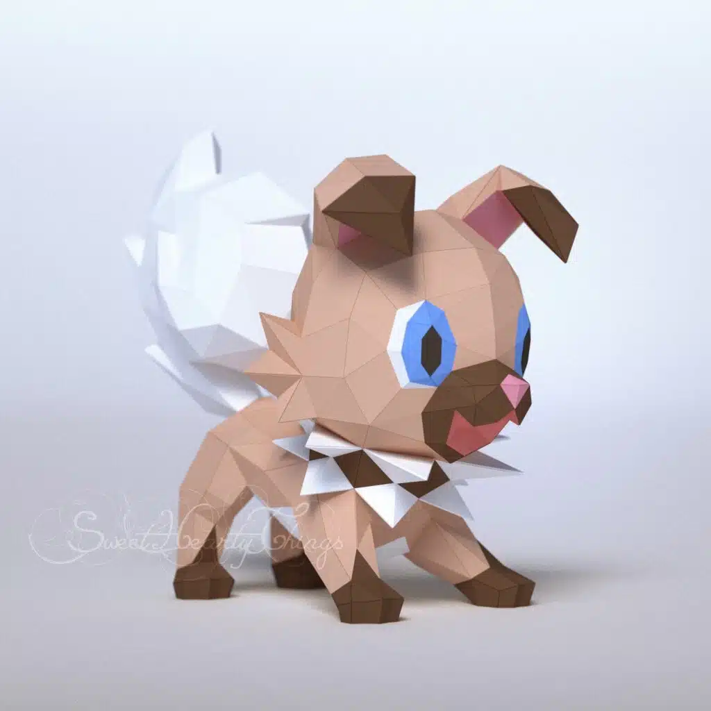 Papercraft de filhotes de cachorro em origami 3D