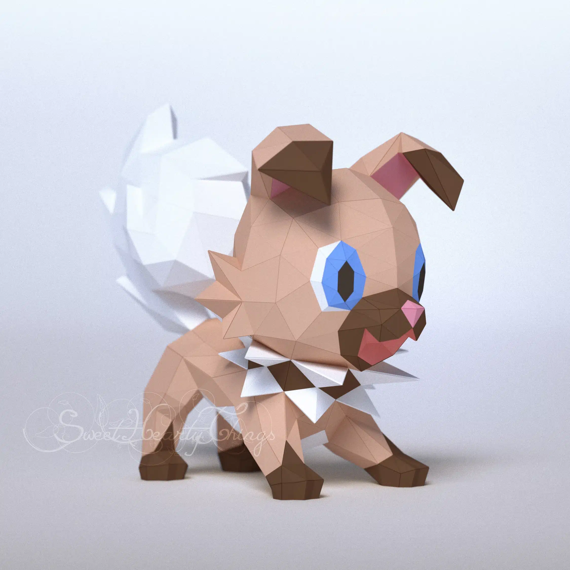 Papercraft of puppies in 3D origami