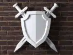Papercraft de espada e escudo em origami 3D
