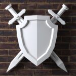 Papercraft espada e escudo em origami 3D