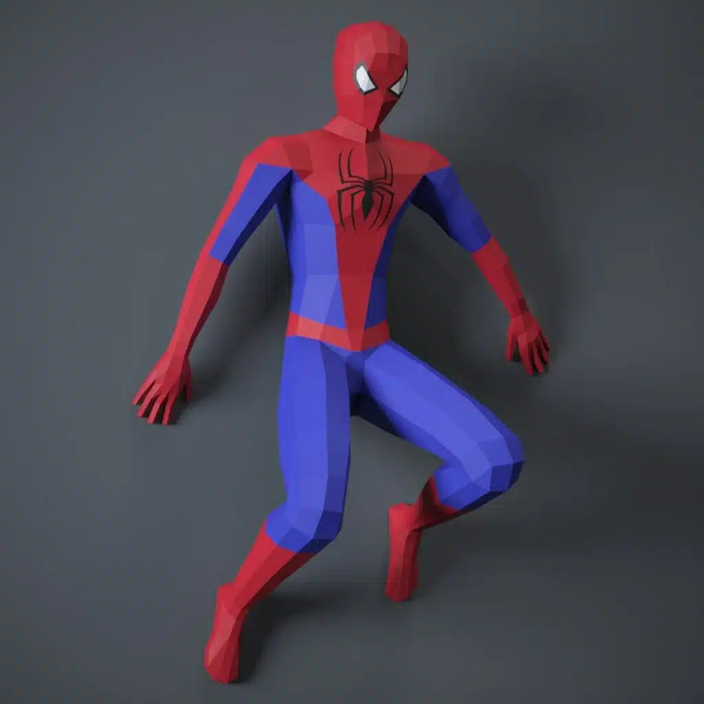 3D-Origami-Papercraft Spiderman als Wandmotiv