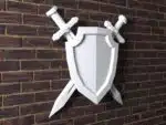 Papercraft de espada e escudo em origami 3D